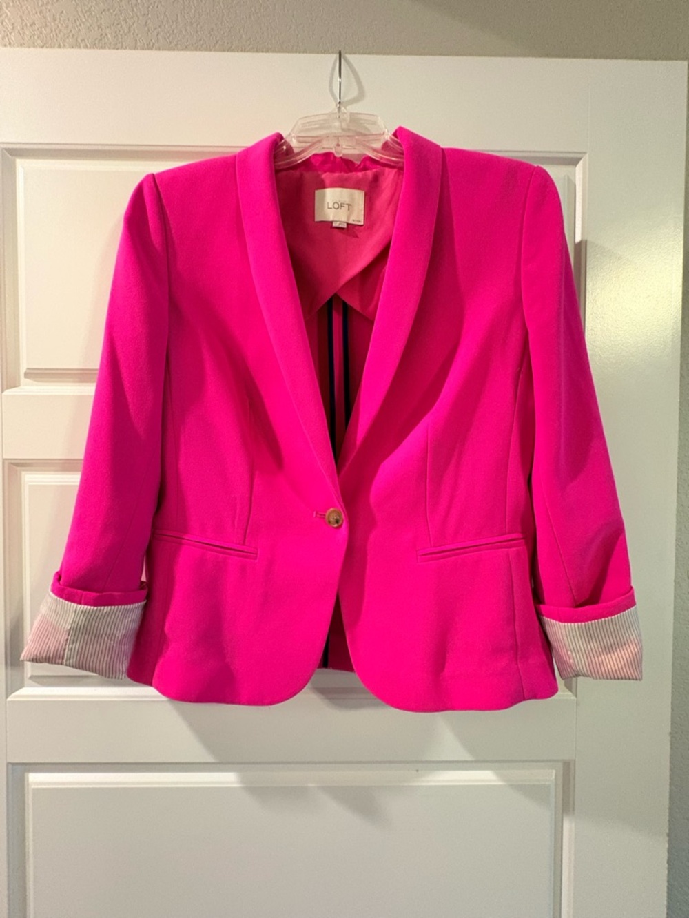 LOFT Bright Fuchsia Pink Single-Button Blazer